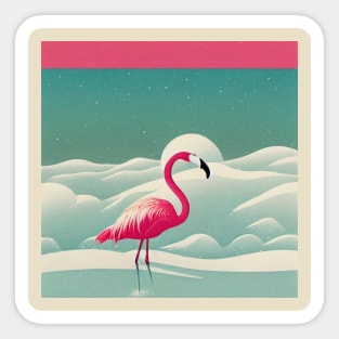 Snow Flamingo Sticker